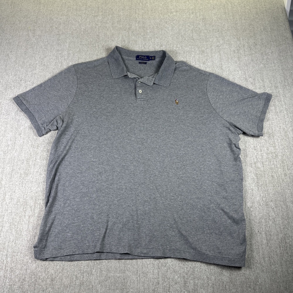 Polo Ralph Lauren Polo‎ Shirt Men XL Gray Classic Fit Short Sleeve Pony Logo